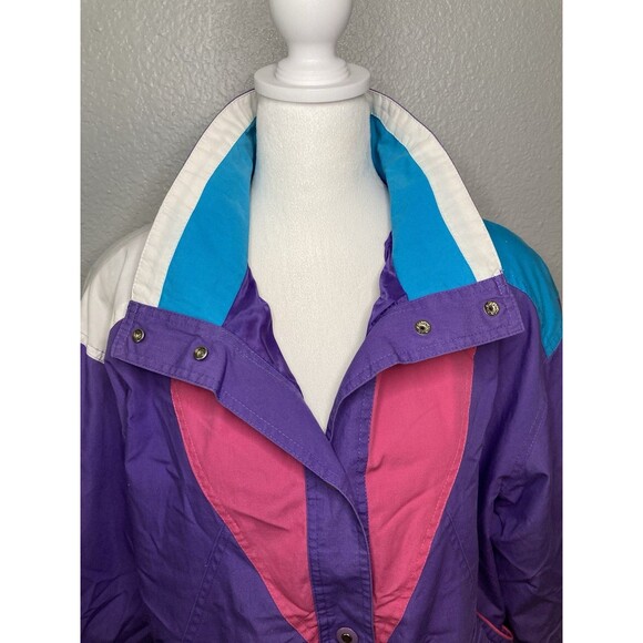 Vtg Y2K Ski Jacket Womens M Funky Retro 70s Bold Color Block Lightweight Coat - Picture 3 of 13